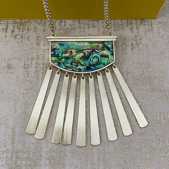 Kendra Scott Gold Ellen Abalone Shell Long Necklace. Box and Dust Bag. NWT - Picture 5 of 9